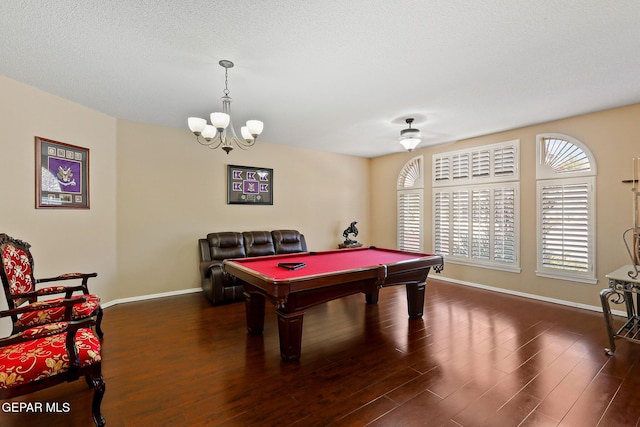 6310 Franklin Crest Dr, El Paso, TX 79912 - playroom with plenty of natural light, wood finished floors, a chandelier, and pool table