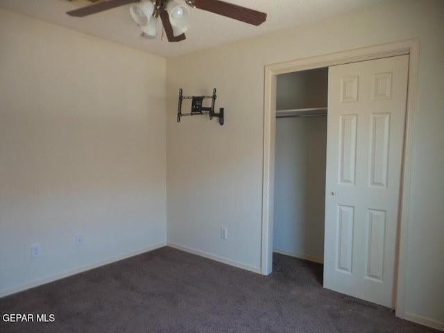 3204 Olive Point Dr, El Paso, TX 79938 - unfurnished bedroom featuring carpet flooring, a closet, and ceiling fan