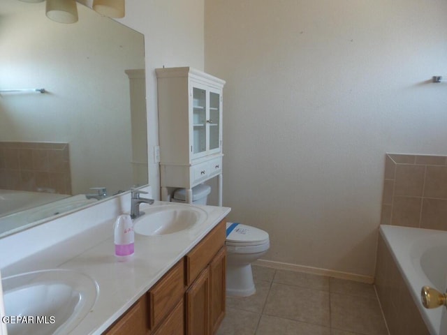 3204 Olive Point Dr, El Paso, TX 79938 - full bath with a bath, double vanity, and tile patterned flooring