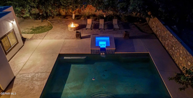 796 Fescue Dr, Canutillo, TX 79835 - outdoor pool featuring a fire pit and a patio