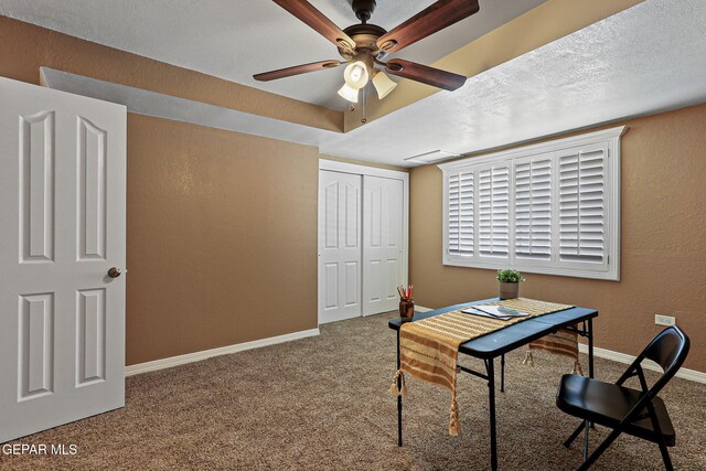 796 Fescue Dr, Canutillo, TX 79835 - carpeted office with ceiling fan and a textured wall