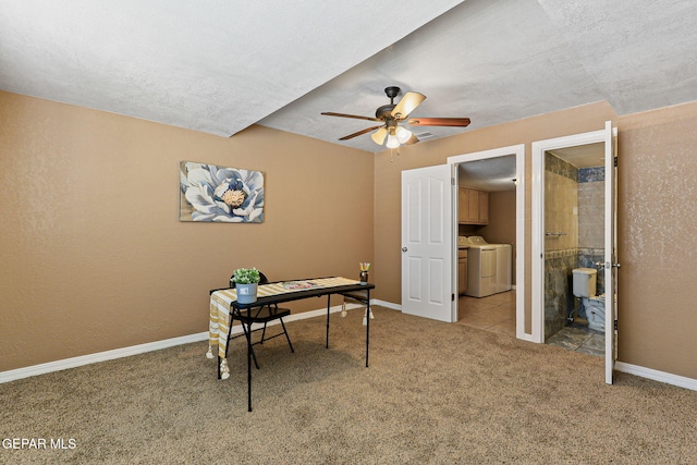 796 Fescue Dr, Canutillo, TX 79835 - office space with washer and dryer, a ceiling fan, and carpet floors