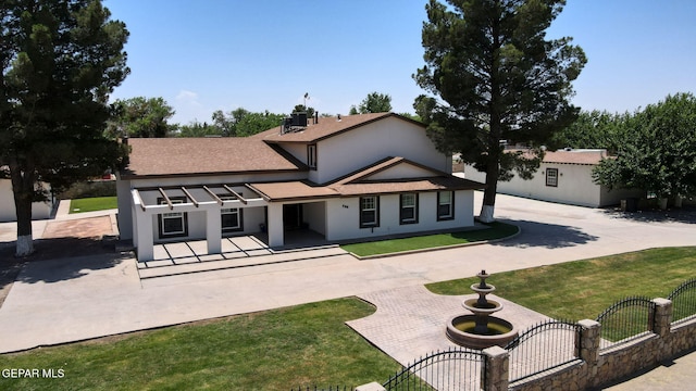 796 Fescue Dr, Canutillo, TX 79835 - rear view of house featuring a patio, a gate, a shingled roof, and stucco siding