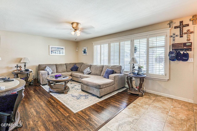 7366 Luz De Dia Ct, El Paso, TX 79912 - living area with a ceiling fan and baseboards