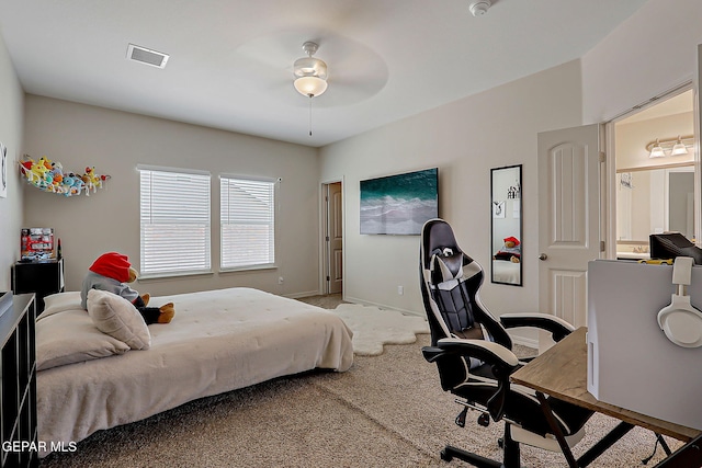 13860 Paseo Sereno Dr, El Paso, TX 79928 - carpeted bedroom with an office area and ceiling fan