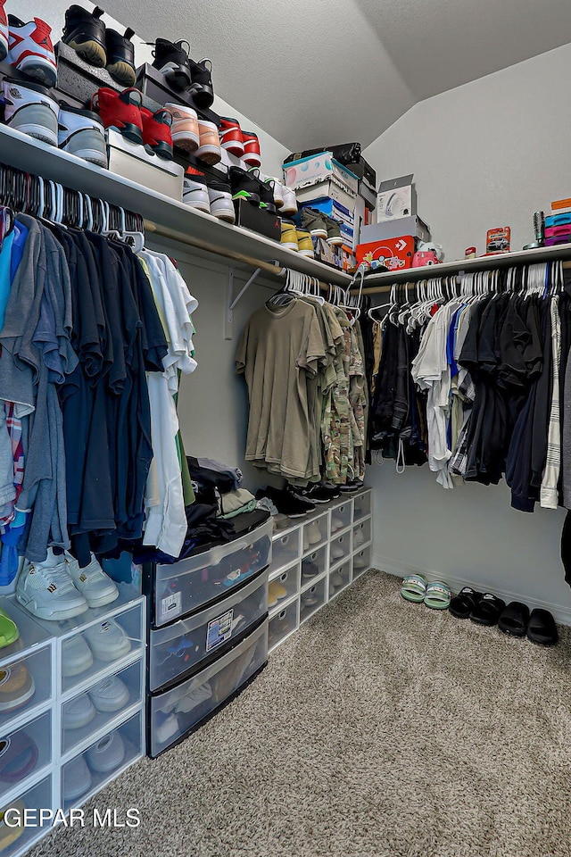 13860 Paseo Sereno Dr, El Paso, TX 79928 - walk in closet with lofted ceiling and carpet