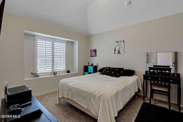 13860 Paseo Sereno Dr, El Paso, TX 79928 - bedroom featuring dark carpet and lofted ceiling