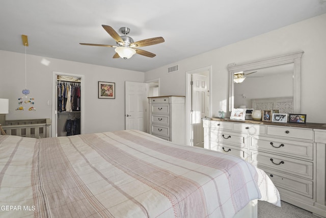 5713 Saplinas Rd, El Paso, TX 79932 - bedroom with a walk in closet, ceiling fan, and a closet