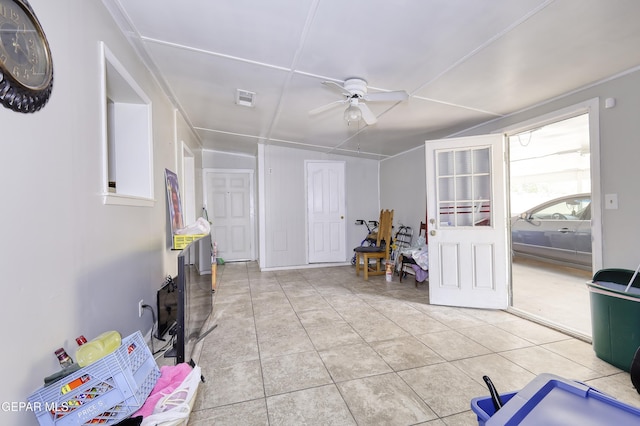 1268 Stanley St, El Paso, TX 79907 - entryway with ceiling fan and light tile patterned flooring