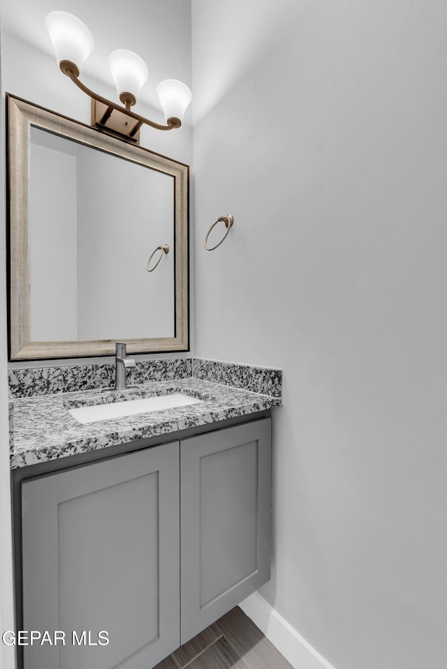 13829 Summer View Ave, Horizon City, TX 79928 - bathroom with vanity and baseboards