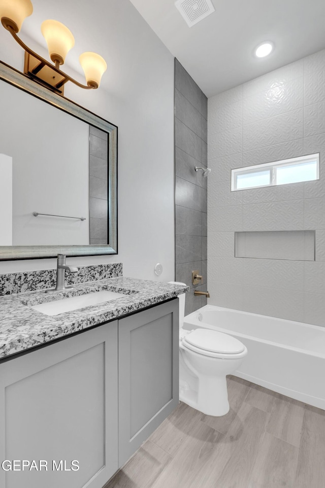 13829 Summer View Ave, Horizon City, TX 79928 - bathroom with vanity, bathtub / shower combination, and recessed lighting