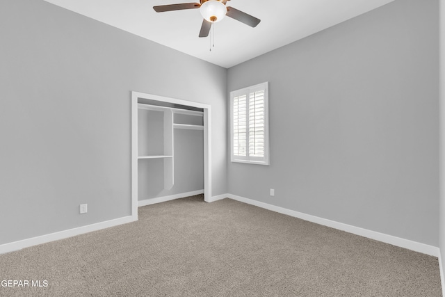 13829 Summer View Ave, Horizon City, TX 79928 - unfurnished bedroom featuring carpet floors, a ceiling fan, and a closet