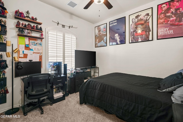 14516 Ciambriello Ave, El Paso, TX 79938 - bedroom with carpet floors, an office area, and a ceiling fan