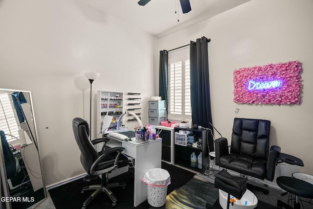 14516 Ciambriello Ave, El Paso, TX 79938 - carpeted home office featuring a ceiling fan