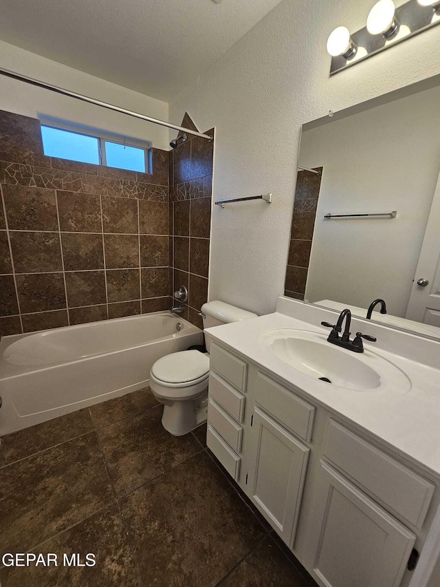 14161 Honey Point Dr, El Paso, TX 79938 - full bath with shower / bath combination, vanity, and a textured wall