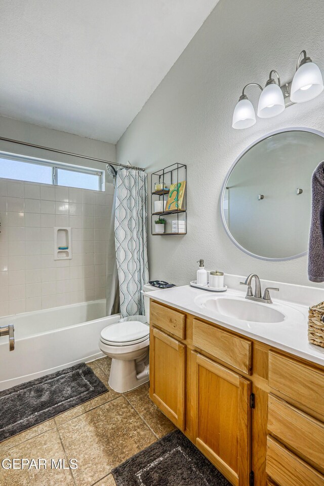 10937 Acoma St, El Paso, TX 79934 - bathroom featuring vanity and shower / bathtub combination with curtain