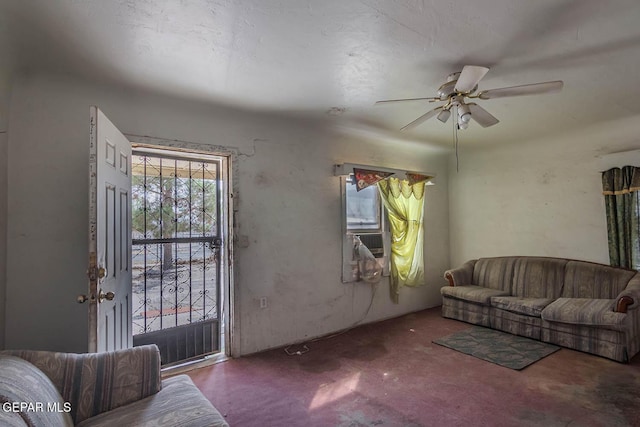 7113 Dale Rd, El Paso, TX 79915 - carpeted living area featuring ceiling fan and cooling unit