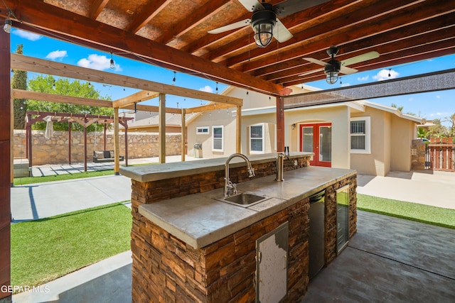 3928 Tierra Roman Dr, El Paso, TX 79938 - view of patio featuring area for grilling and ceiling fan