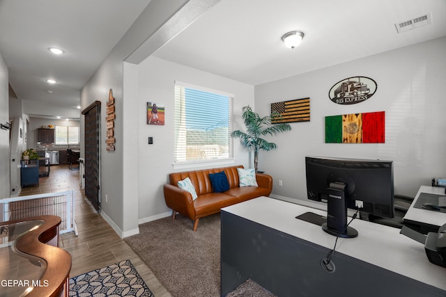 10625 Hidden Links Pl, El Paso, TX 79924 - living area featuring wood finished floors and recessed lighting
