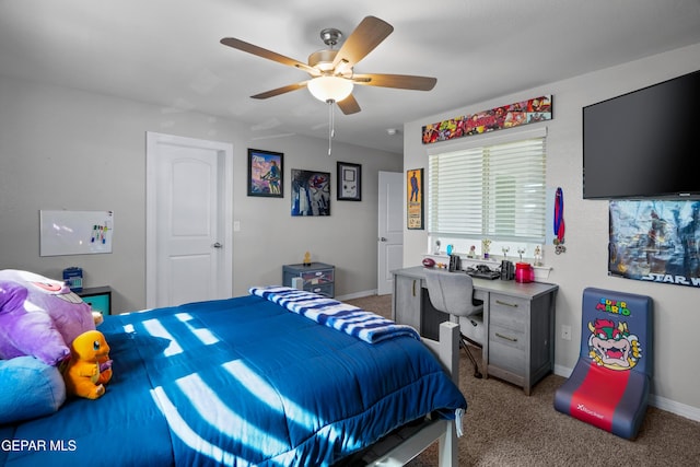 10625 Hidden Links Pl, El Paso, TX 79924 - bedroom featuring carpet, ceiling fan, and a desk