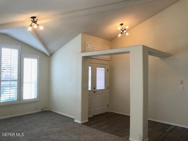 6392 Franklin Gate Dr, El Paso, TX 79912 - entrance foyer featuring lofted ceiling, a chandelier, and wood finished floors