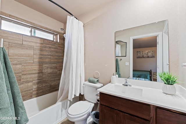 11625 Flor Clavel St, El Paso, TX 79927 - bathroom featuring shower / bath combo, vanity, and connected bathroom