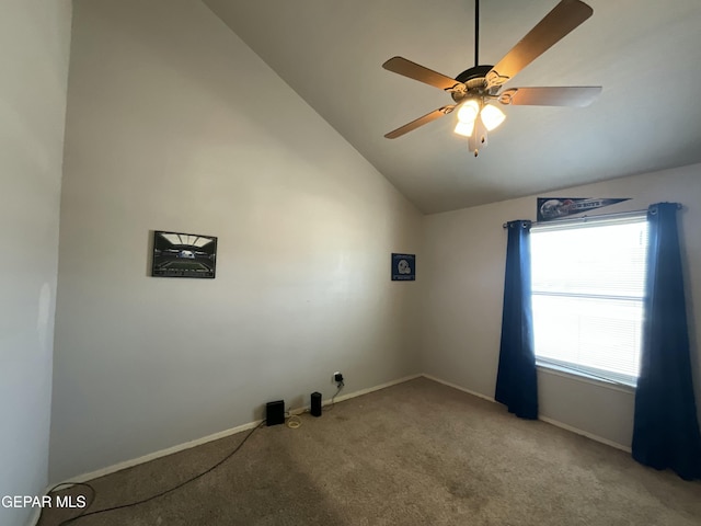 12000 Stansbury Dr, El Paso, TX 79928 - carpeted empty room with lofted ceiling and a ceiling fan