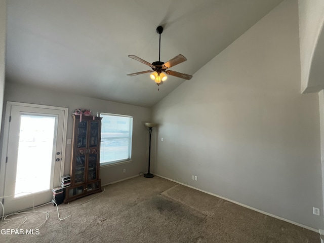 12000 Stansbury Dr, El Paso, TX 79928 - carpeted spare room featuring ceiling fan and high vaulted ceiling