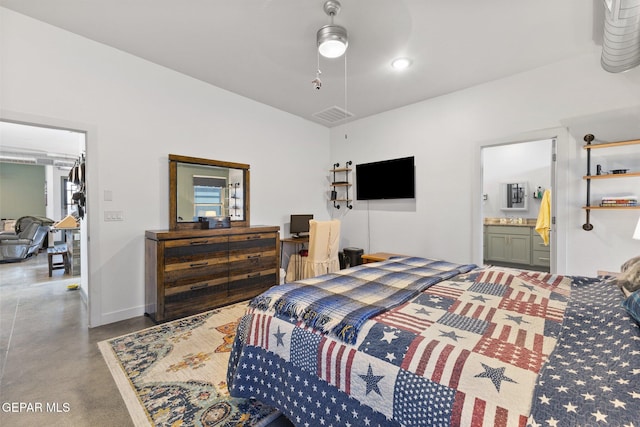 14821 Sunny Land Ave, El Paso, TX 79938 - bedroom featuring finished concrete floors and ensuite bath