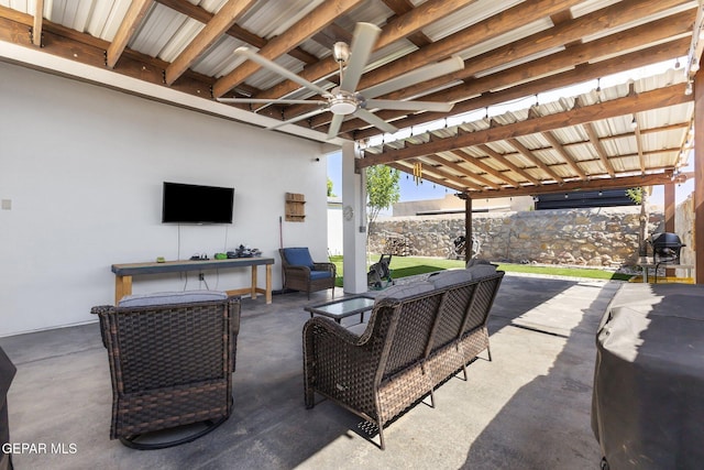 14821 Sunny Land Ave, El Paso, TX 79938 - view of patio with a ceiling fan and an outdoor hangout area