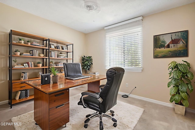 5536 Fernwood Cir, El Paso, TX 79932 - office area featuring baseboards and light colored carpet