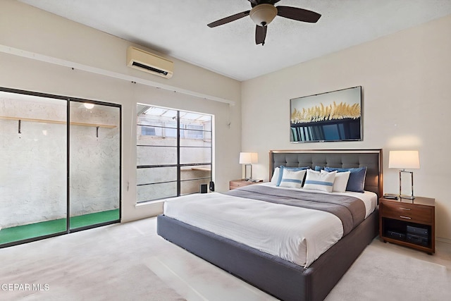 5536 Fernwood Cir, El Paso, TX 79932 - carpeted bedroom featuring a wall mounted air conditioner and ceiling fan