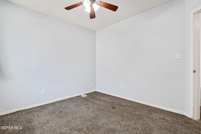 11948 Crown Oaks Ct, El Paso, TX 79936 - spare room with dark colored carpet, ceiling fan, and a textured ceiling