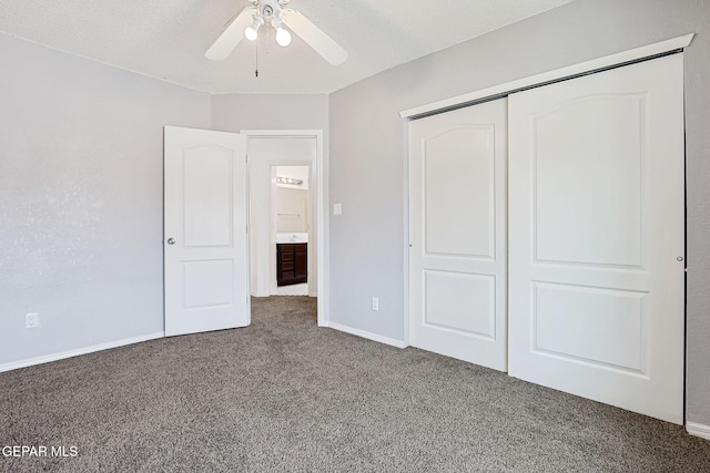 11948 Crown Oaks Ct, El Paso, TX 79936 - unfurnished bedroom with carpet floors, a closet, and a ceiling fan