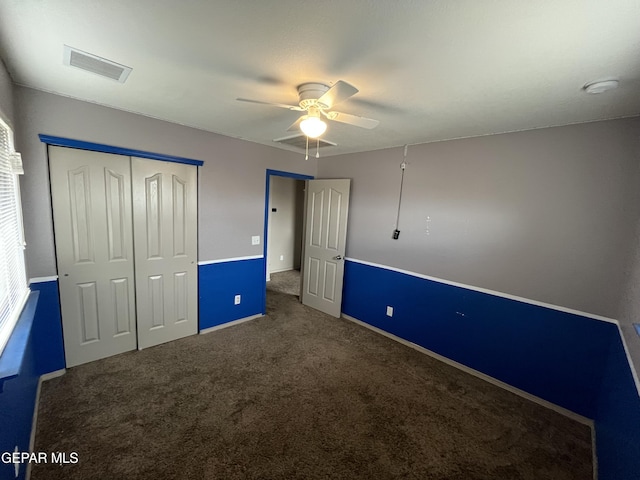 14428 Johnny Mata Dr, El Paso, TX 79938 - unfurnished bedroom with carpet flooring, a closet, and ceiling fan