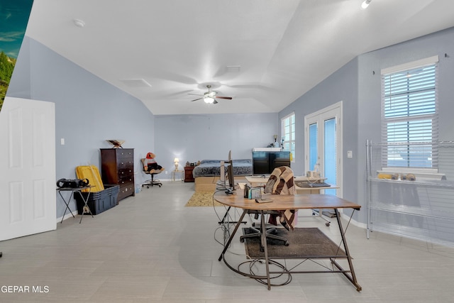 3165 Destiny Point Dr, El Paso, TX 79938 - office featuring vaulted ceiling and a ceiling fan