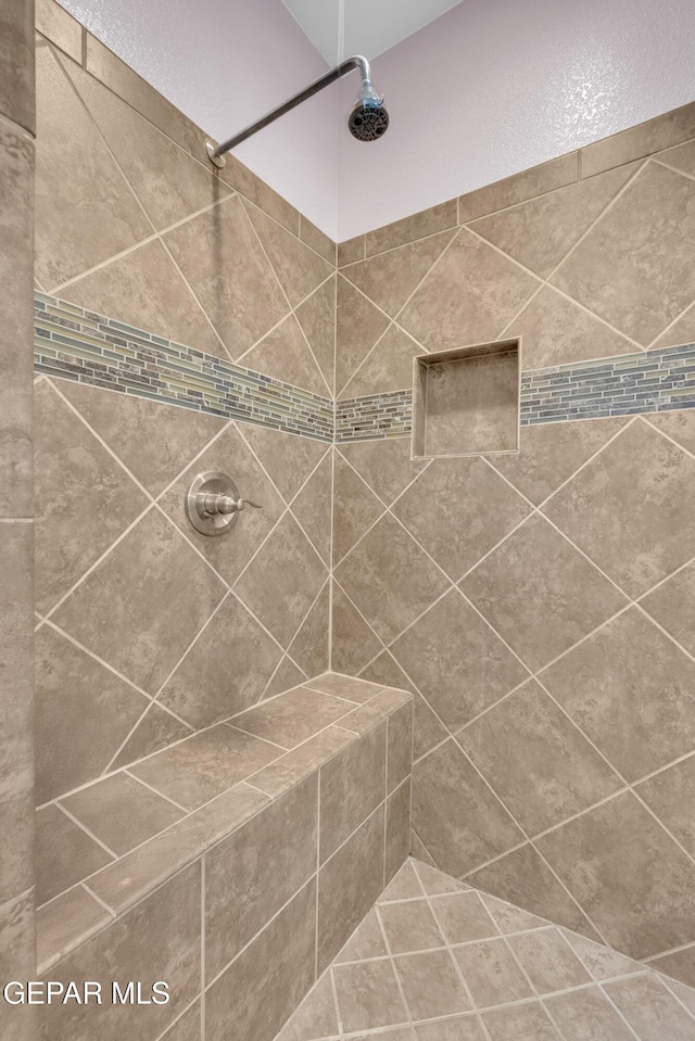 3165 Destiny Point Dr, El Paso, TX 79938 - full bathroom with tiled shower and a textured wall