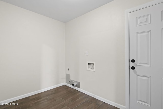 15081 Darrington Rd, Horizon City, TX 79928 - laundry room with hookup for an electric dryer, dark wood-type flooring, and washer hookup