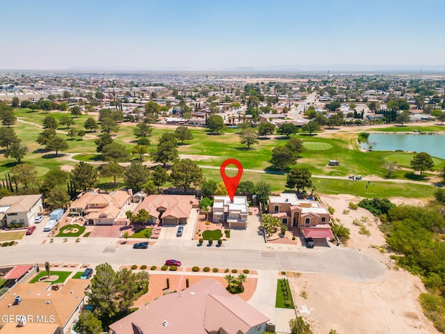18986 Armington Dr, Horizon City, TX 79928 - aerial perspective of suburban area featuring a nearby body of water and a local golf course