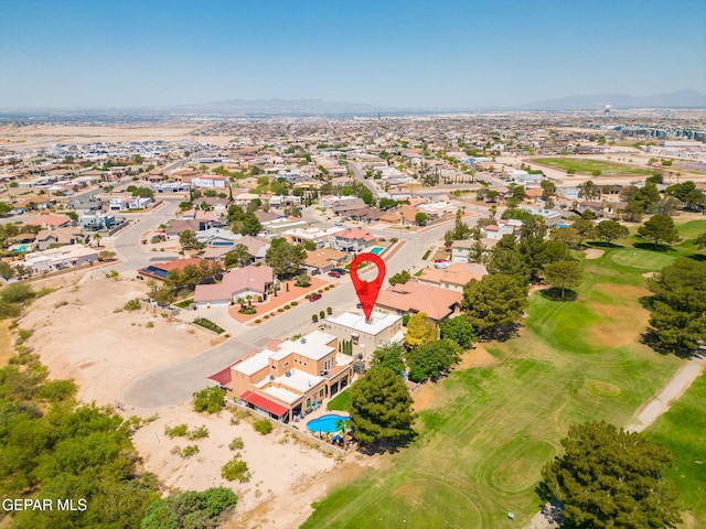 18986 Armington Dr, Horizon City, TX 79928 - aerial view of residential area featuring a pool area and a mountain backdrop