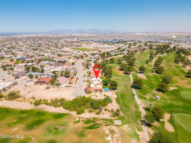 18986 Armington Dr, Horizon City, TX 79928 - aerial view of property and surrounding area featuring mountains, a golf club, and nearby suburban area