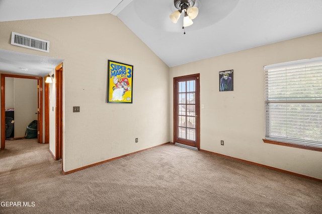 11960 Francis Scobee Dr, El Paso, TX 79936 - carpeted empty room with ceiling fan and lofted ceiling