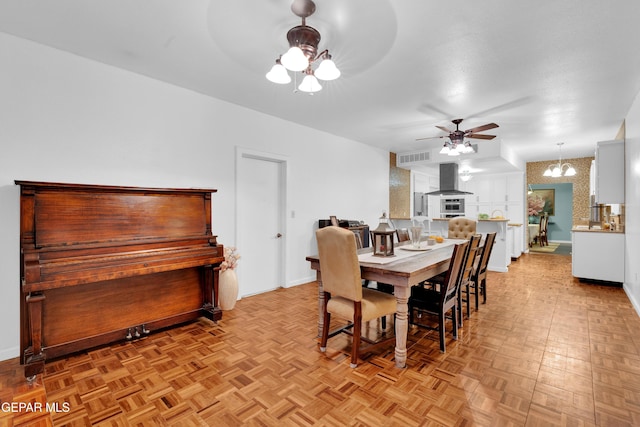 1349 Belvidere St, El Paso, TX 79912 - dining area with a chandelier and ceiling fan