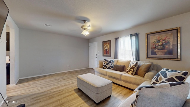 14661 Holly Blue Ave, Horizon City, TX 79928 - living area with light wood-type flooring and a ceiling fan