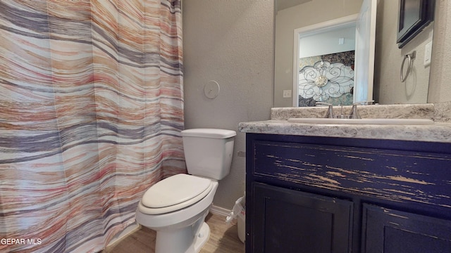 14661 Holly Blue Ave, Horizon City, TX 79928 - bathroom with wood finished floors, vanity, and a textured wall