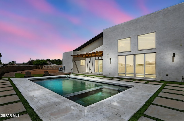 6325 Camino Pinon, El Paso, TX 79932 - view of swimming pool with a patio, a pergola, and a pool with connected hot tub