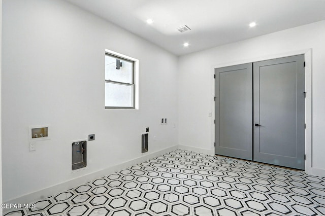 6325 Camino Pinon, El Paso, TX 79932 - laundry room featuring washer hookup, hookup for an electric dryer, and recessed lighting