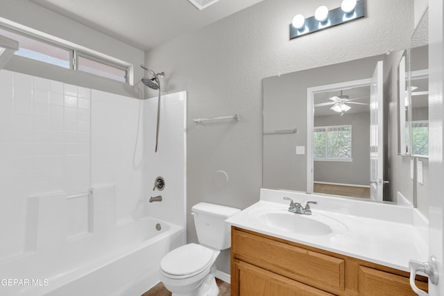 7029 Copper Canyon Dr, El Paso, TX 79934 - full bath with vanity, bathing tub / shower combination, and a ceiling fan