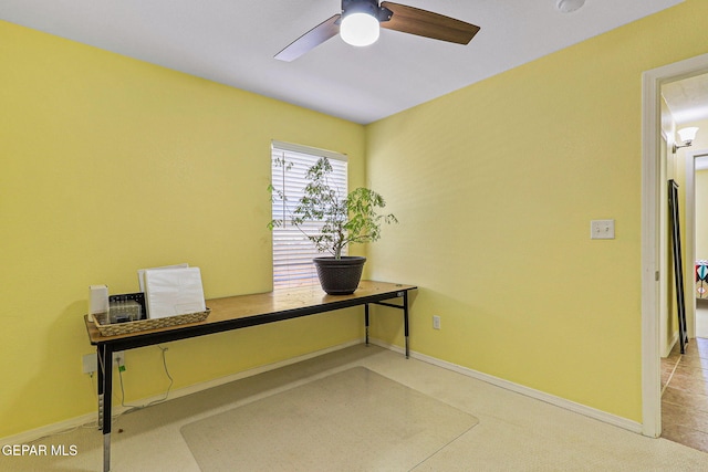 11652 Ochre Bluff Ln, El Paso, TX 79934 - home office featuring ceiling fan and baseboards