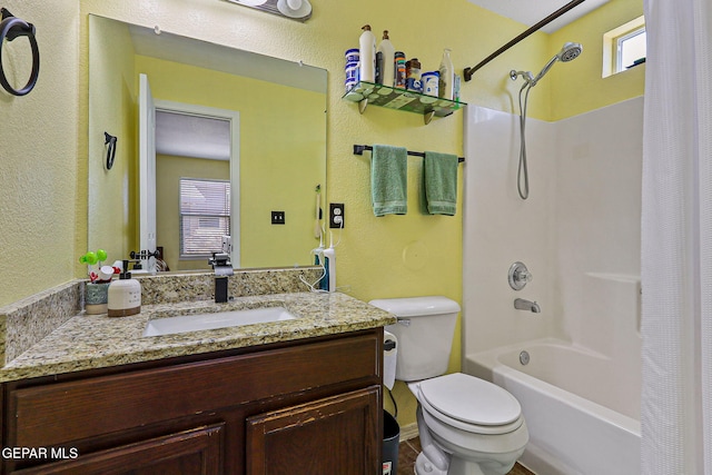 11652 Ochre Bluff Ln, El Paso, TX 79934 - full bath with a textured wall, vanity, and shower / bathtub combination with curtain